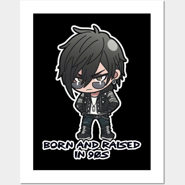 Born and Raised in 90's Chibi Rocker Boy Design Wall Art by MaxDeSanje 